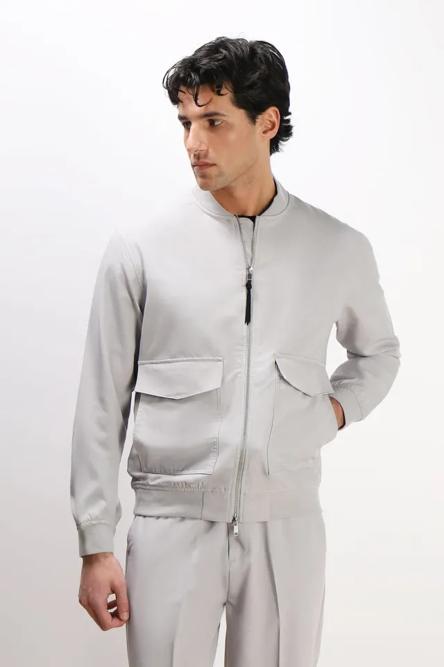 Sonny Bono bomber doppia tasca grigio ghiaccio leggero