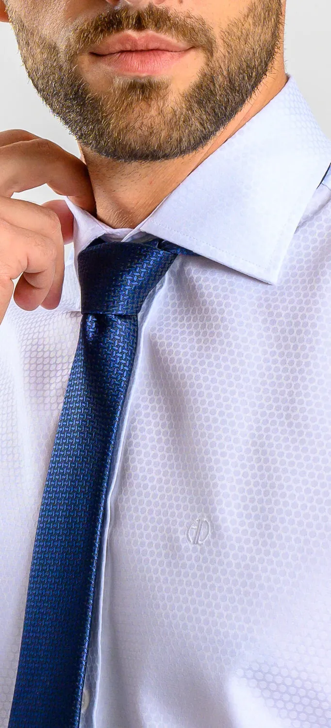 Alain Delon Camicia Bianca Pois Extra Slim Fit