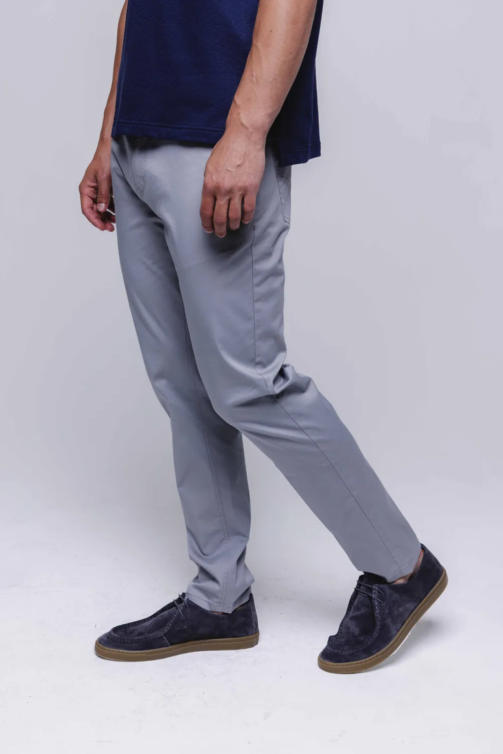 Alain Delon pantaloni casual grigi cotone elasticizzato