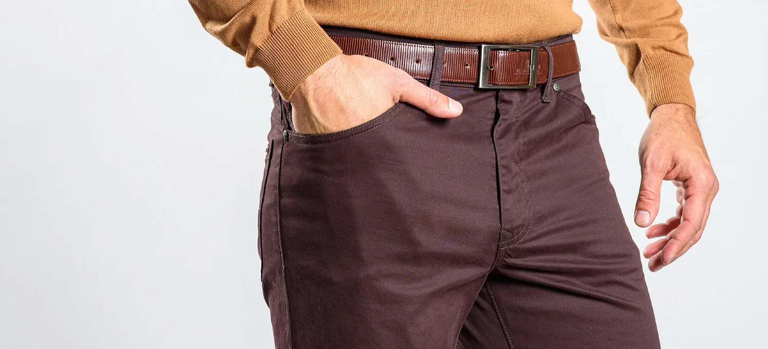 Alain Delon Jeans Marrone Cotone Elasticizzato Slim