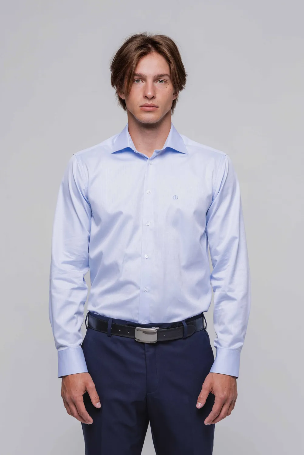 Alain Delon camicia azzurra fantasia Classic Fit Getzner
