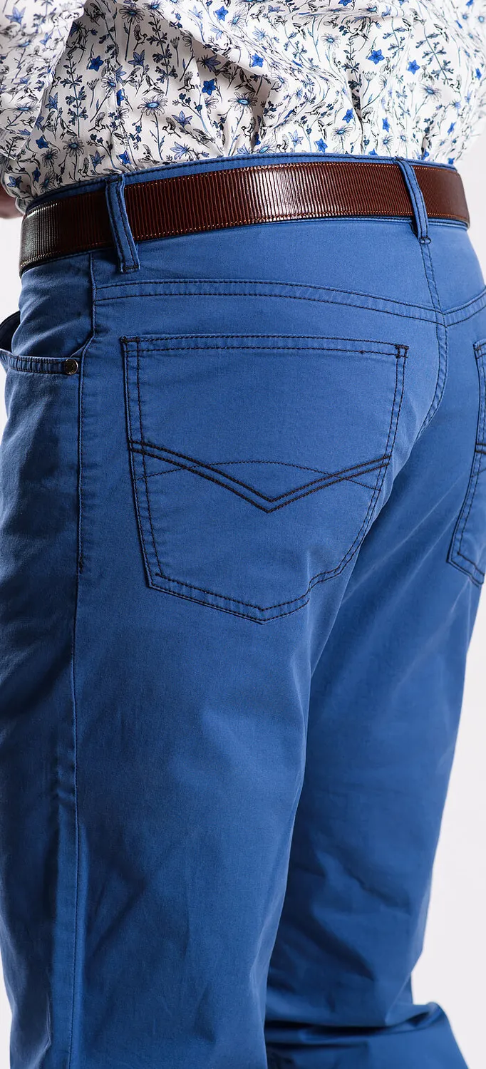 Alain Delon pantaloni casual blu slim fit cotone elasticizzato