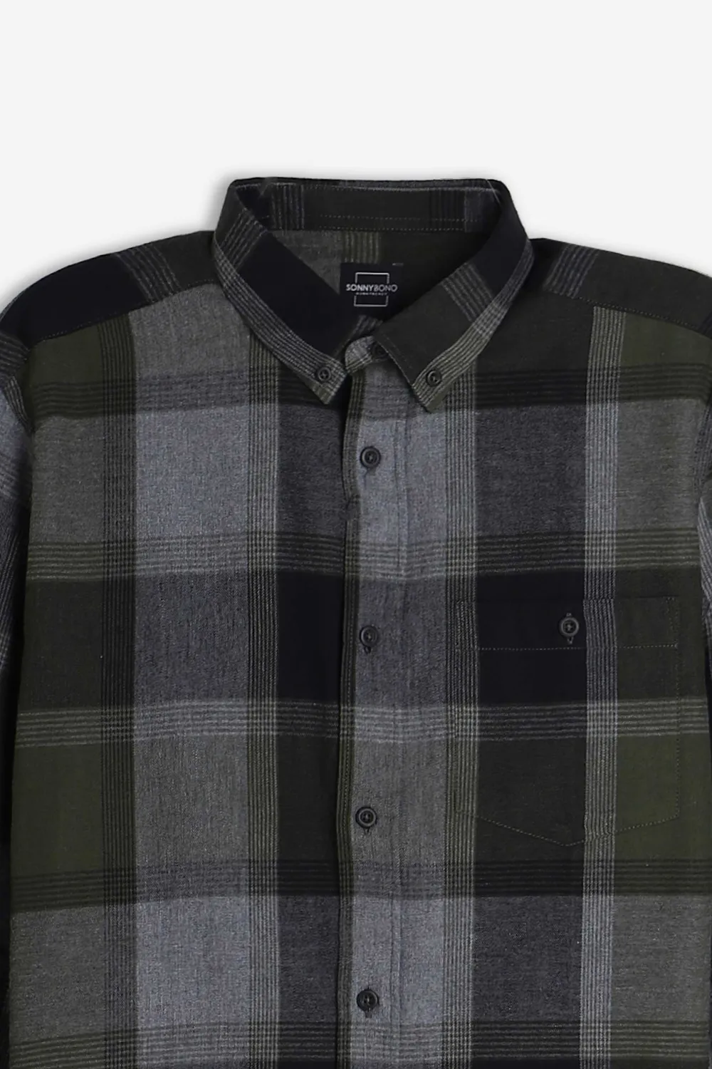 Sonny Bono camicia quadri flanella verdone