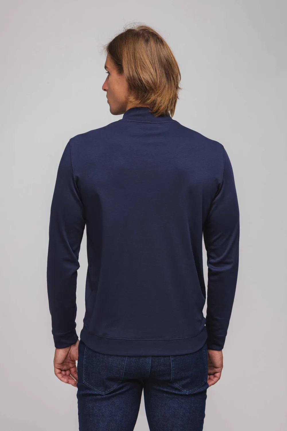 Alain Delon lupetto blu slim fit cotone mezze taglie