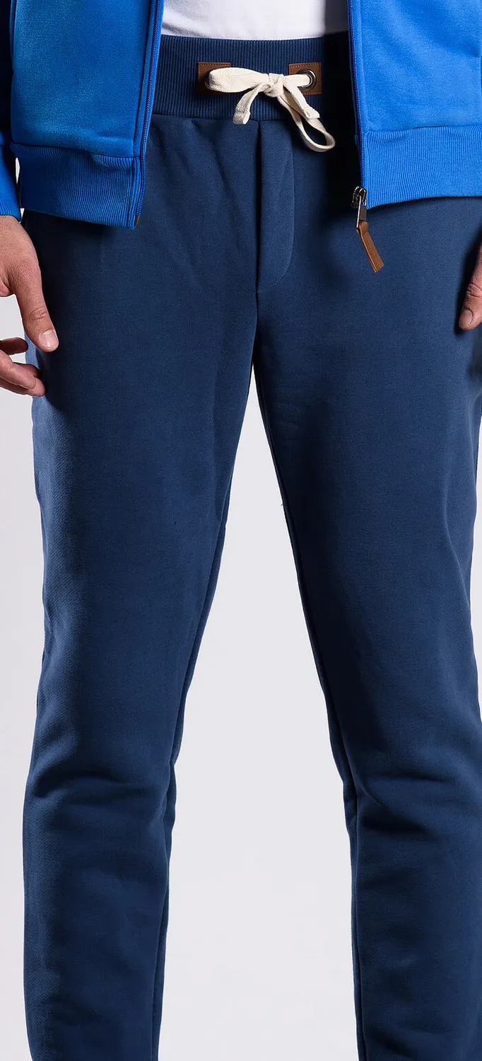 Alain Delon pantaloni tuta blu S slim fit zip
