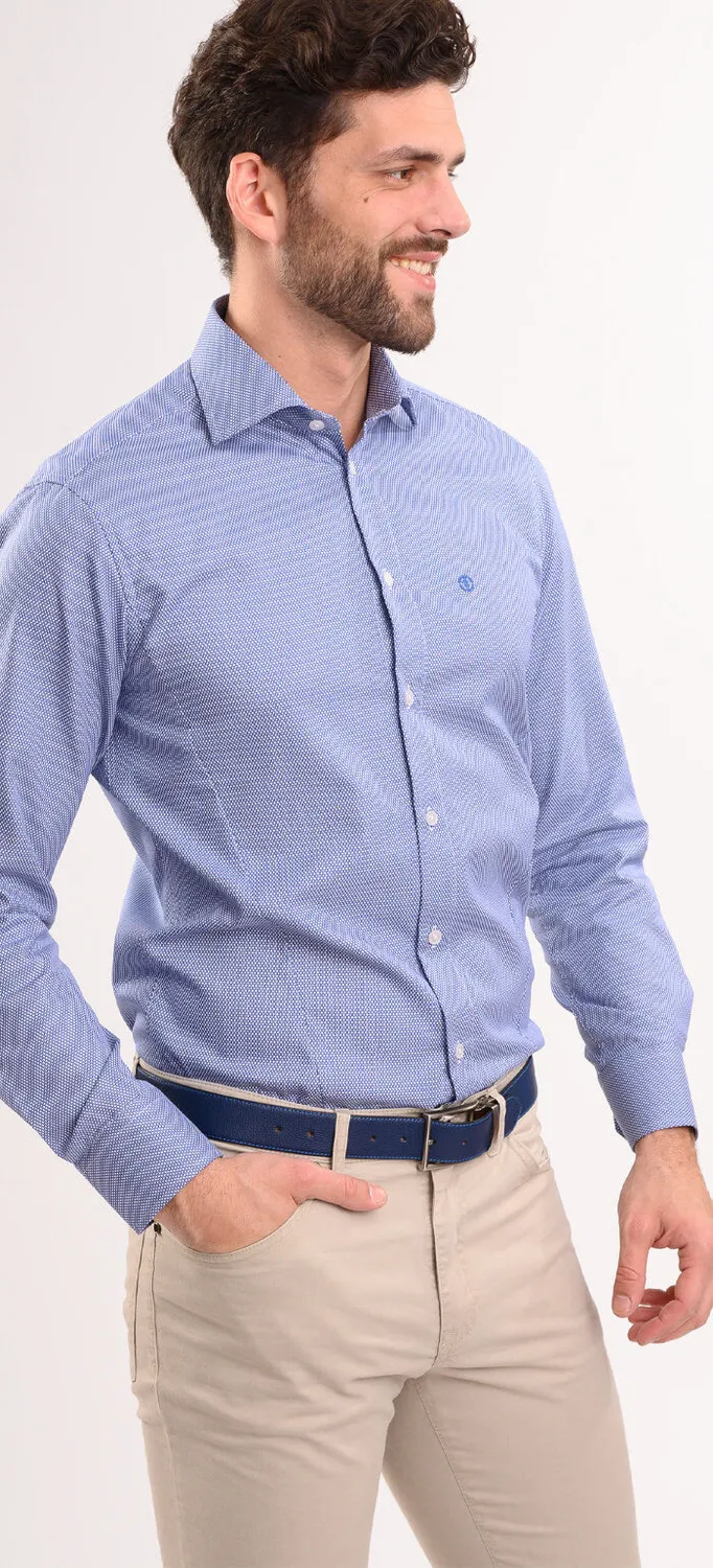 Alain Delon camicia blu navy extra slim fit ovali