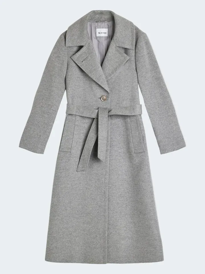 Sand W Clareta Long cappotto cashmere grigio perla