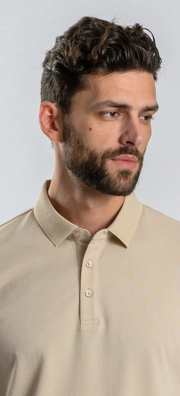 Alain Delon Polo Beige Cotone Manica Corta Slim Fit