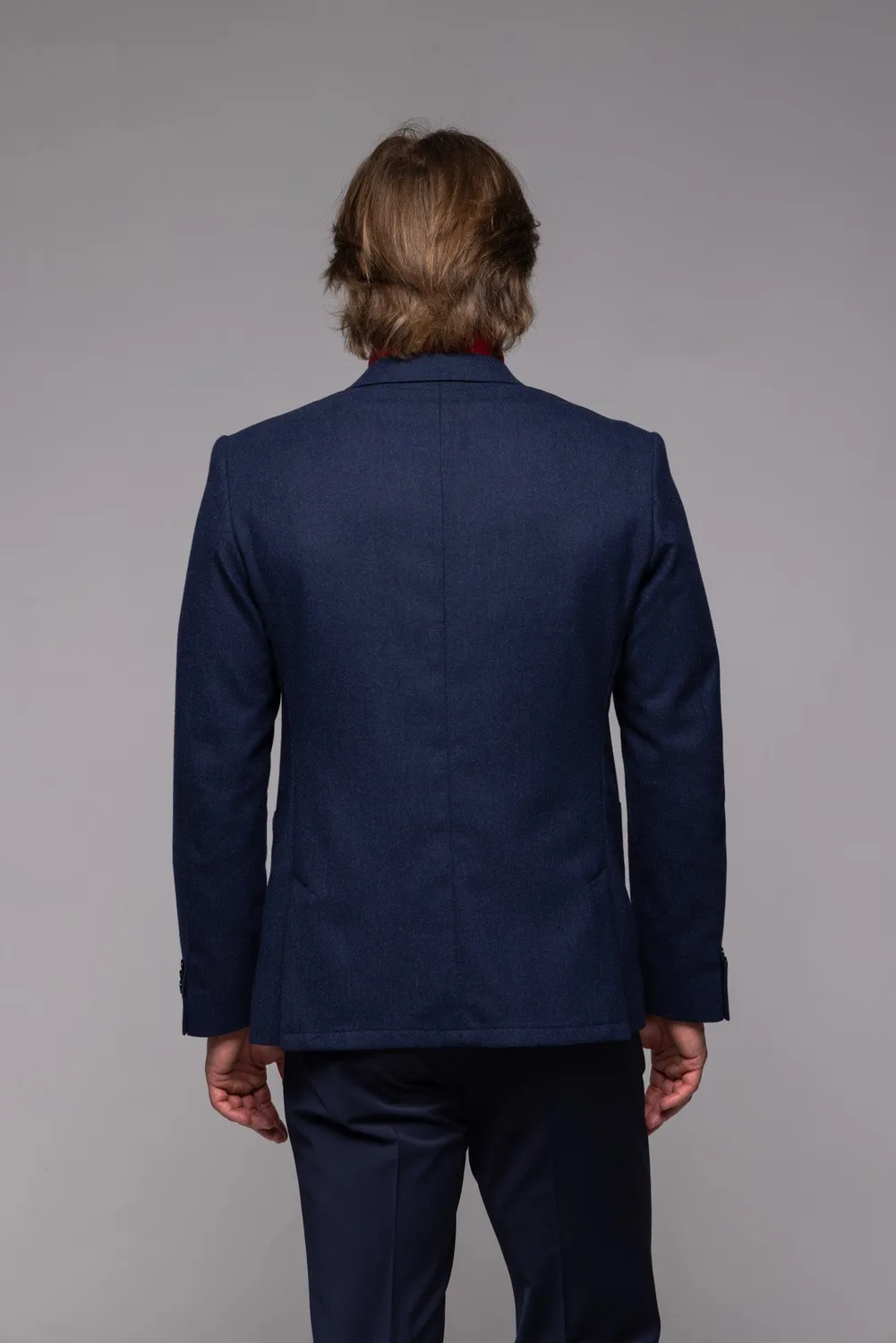 Alain Delon giacca blu lana slim struttura fine