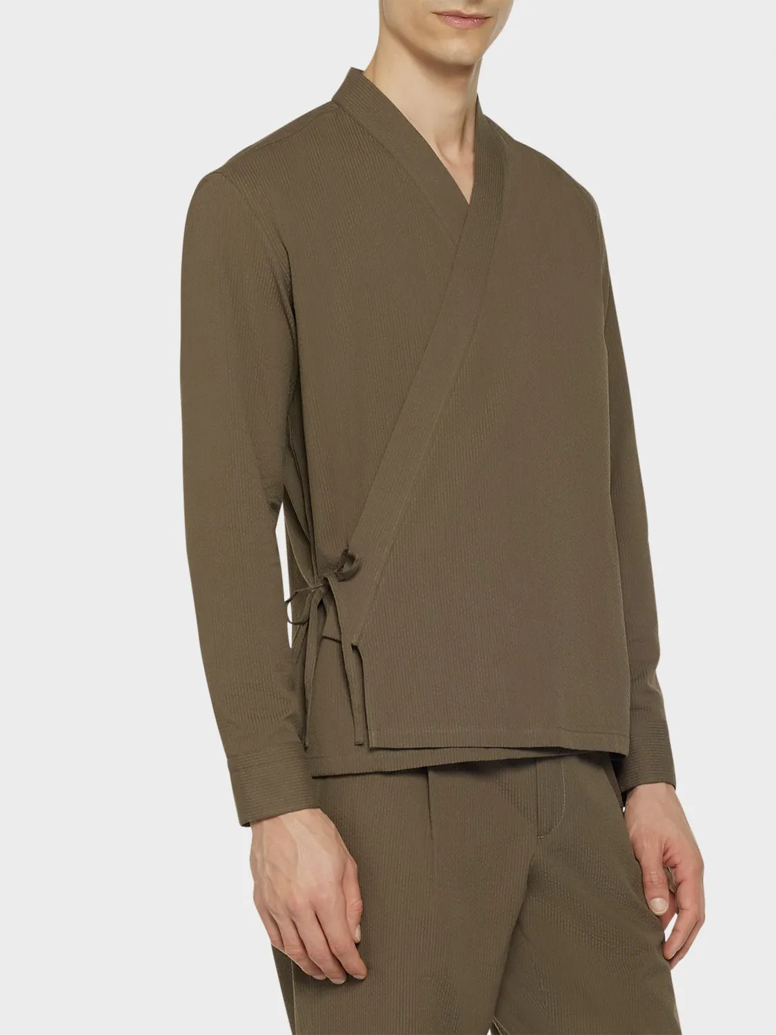 Caruso Aida overshirt kimono seersucker verde