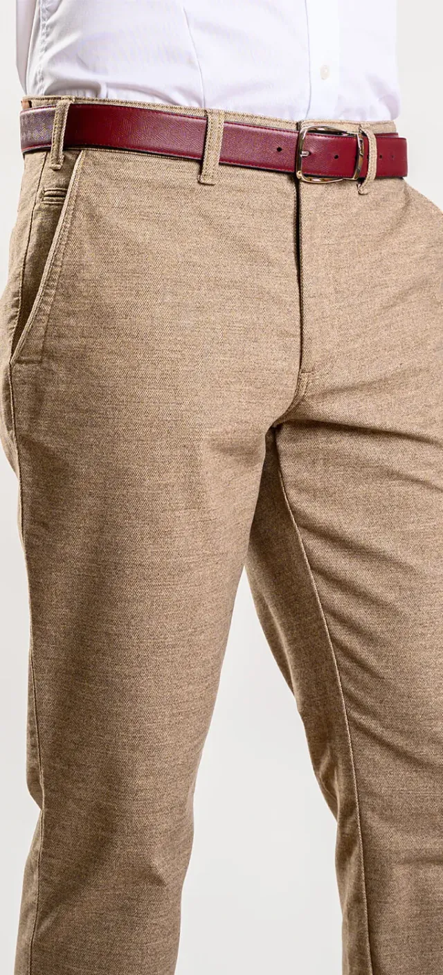 Alain Delon chinos beige chiaro cotone Olimpias slim
