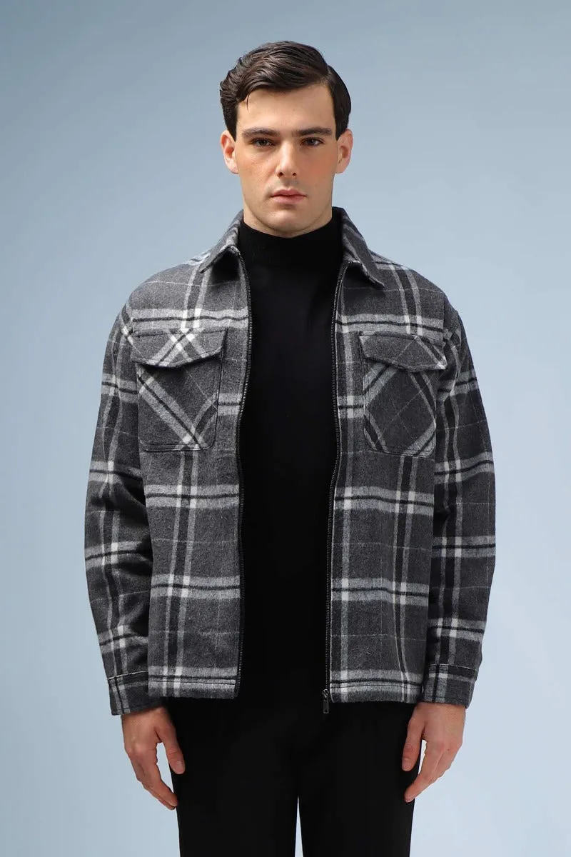 Sonny Bono Giubbotto Overshirt a Quadri Grigio