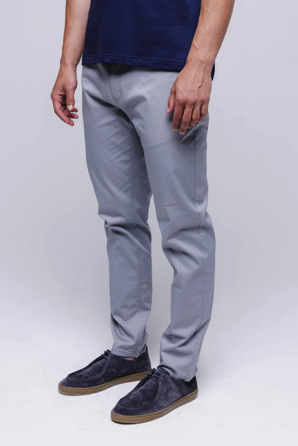 Alain Delon pantaloni casual grigi cotone elasticizzato
