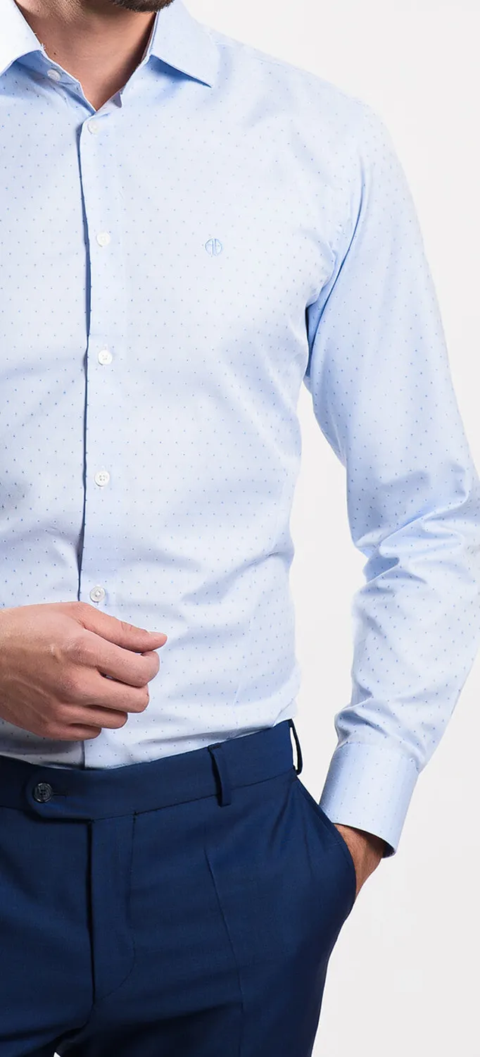 Alain Delon camicia azzurra extra slim pois