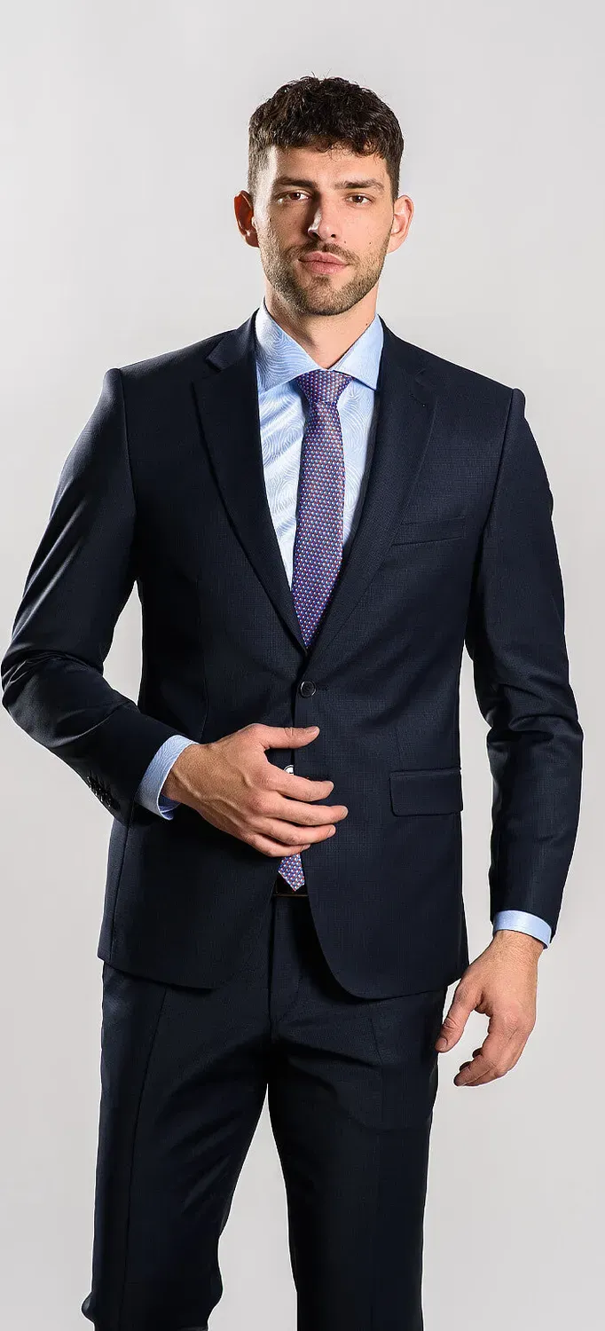 Alain Delon abito blu scuro slim fit comodo taglia 31