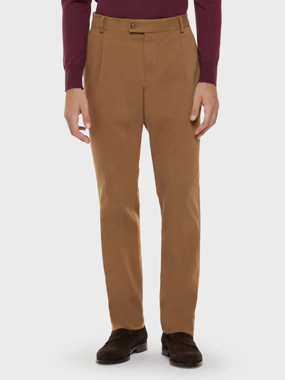 Caruso pantalone carrot fit cotone cammello