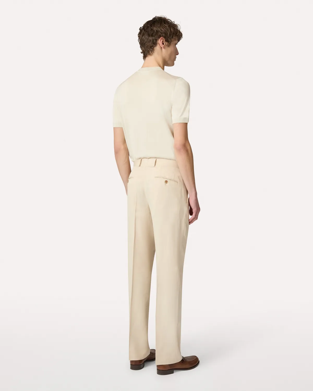 Lardini Pantalone Beige EcoVero Viscosa Seta Senza Pieghe