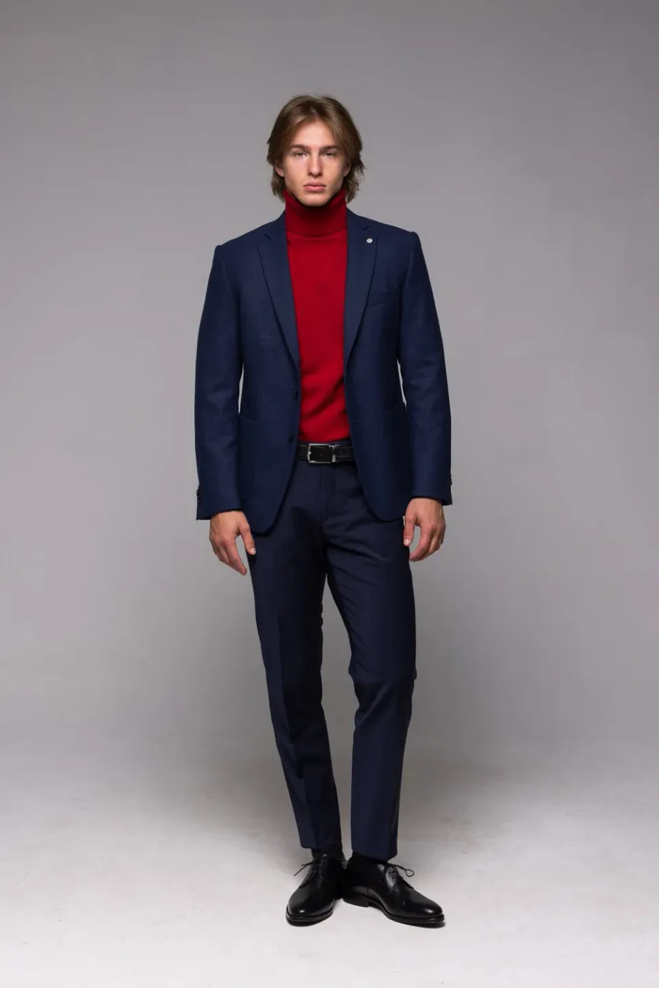 Alain Delon giacca blu lana slim struttura fine