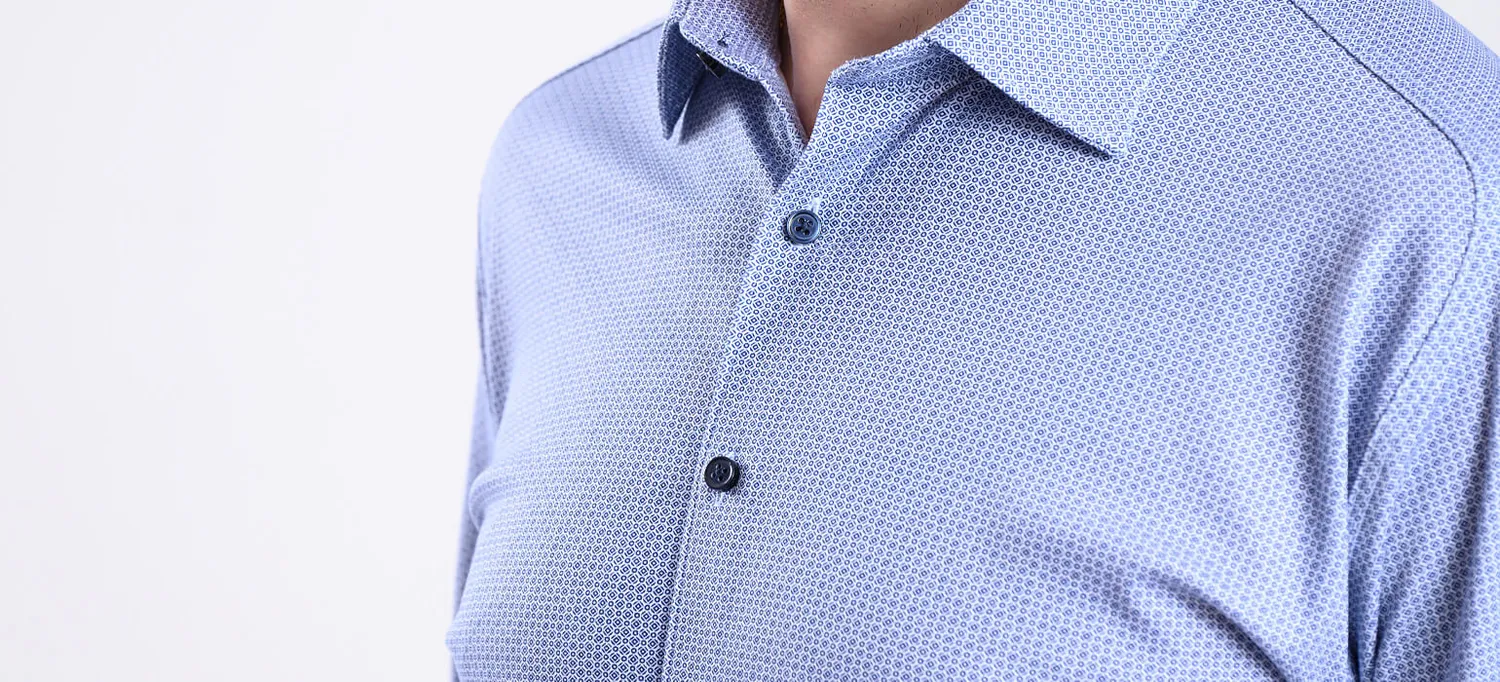 Alain Delon Extra Slim Fit camicia bianca fantasia blu XL stretch