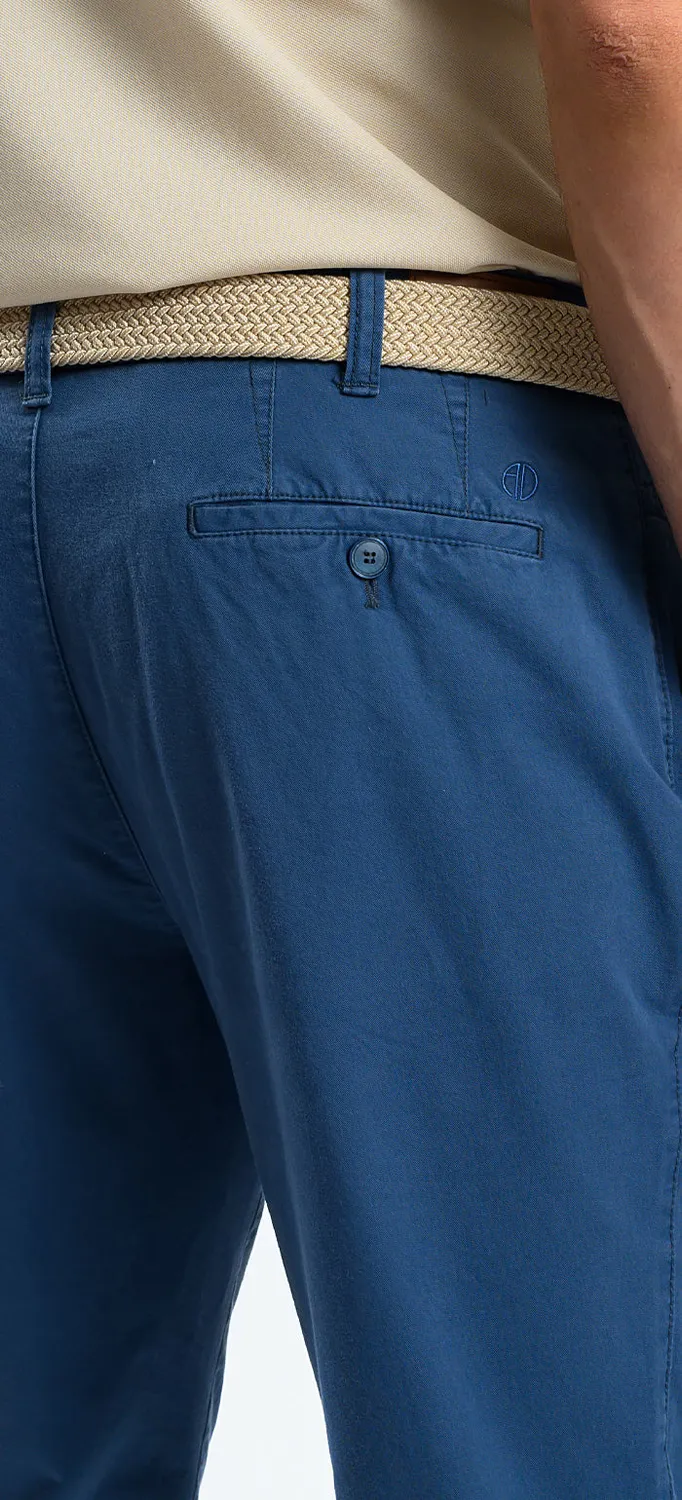 Alain Delon Pantaloni Blu Chinos Slim Fit Cotone