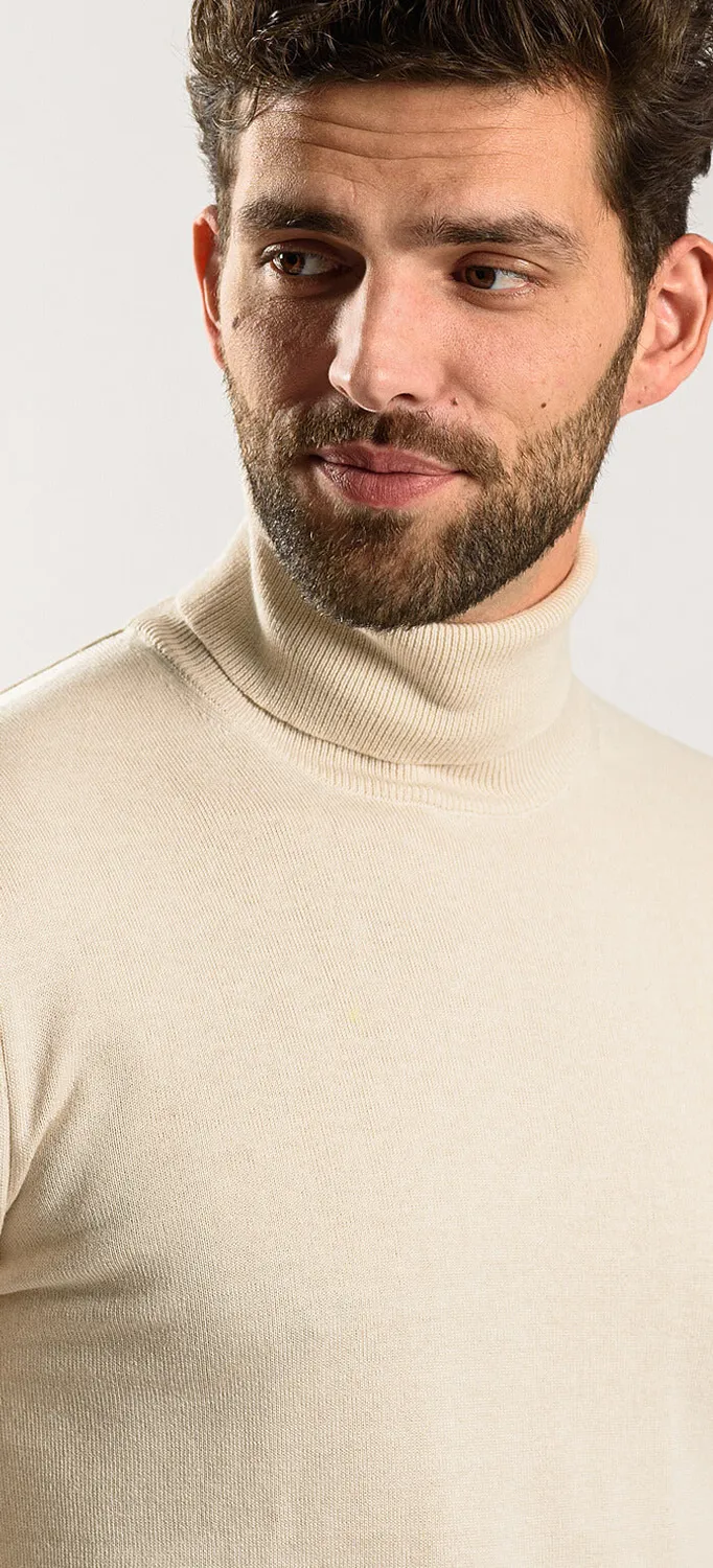 Alain Delon dolcevita beige uomo collo alto