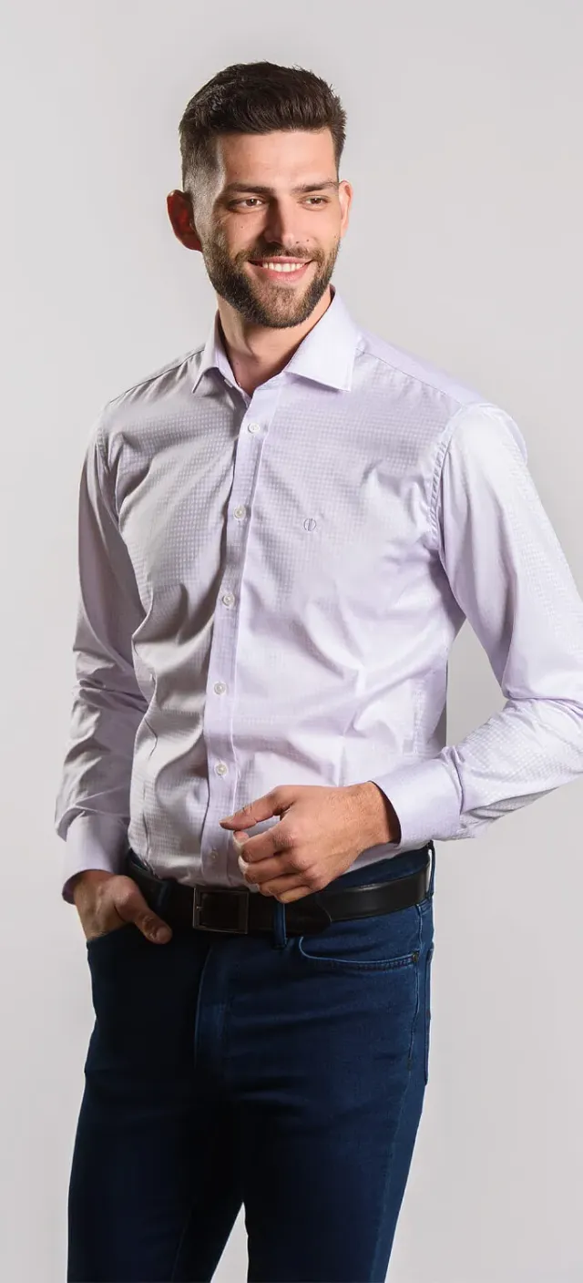 Alain Delon camicia classic viola quadri 44 cotone