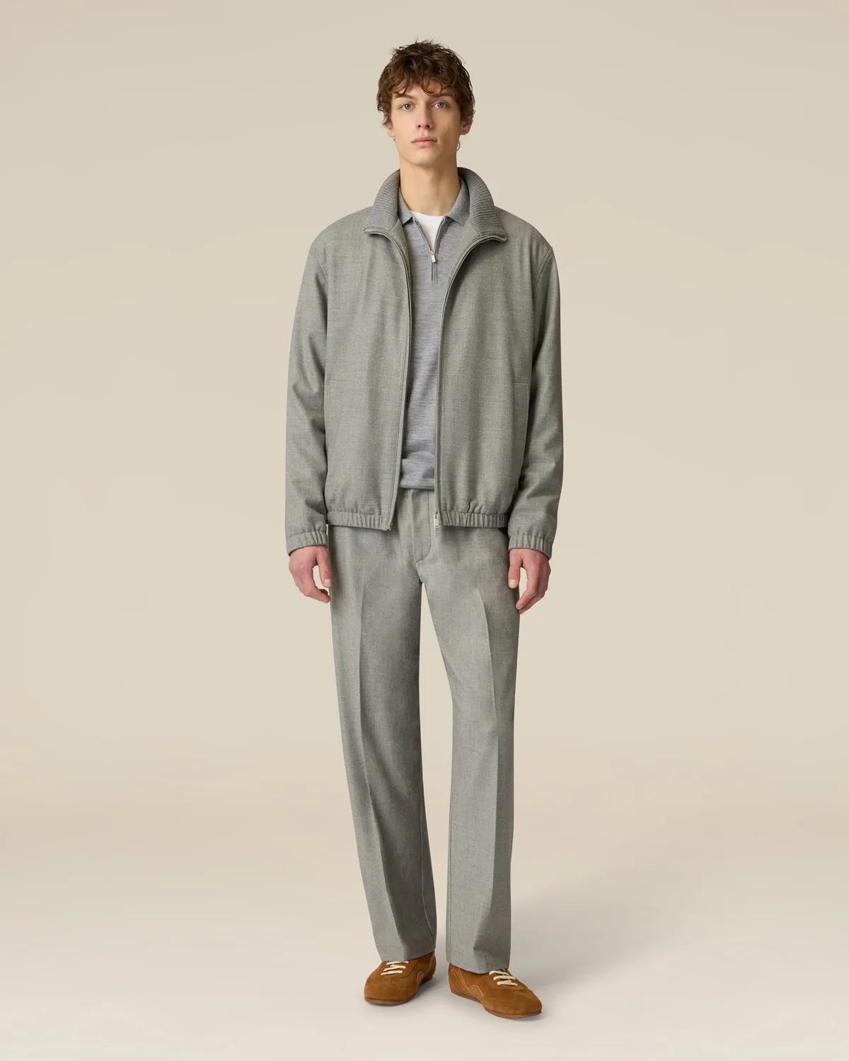 Lardini giubbino grigio lana stretch imbottito zip