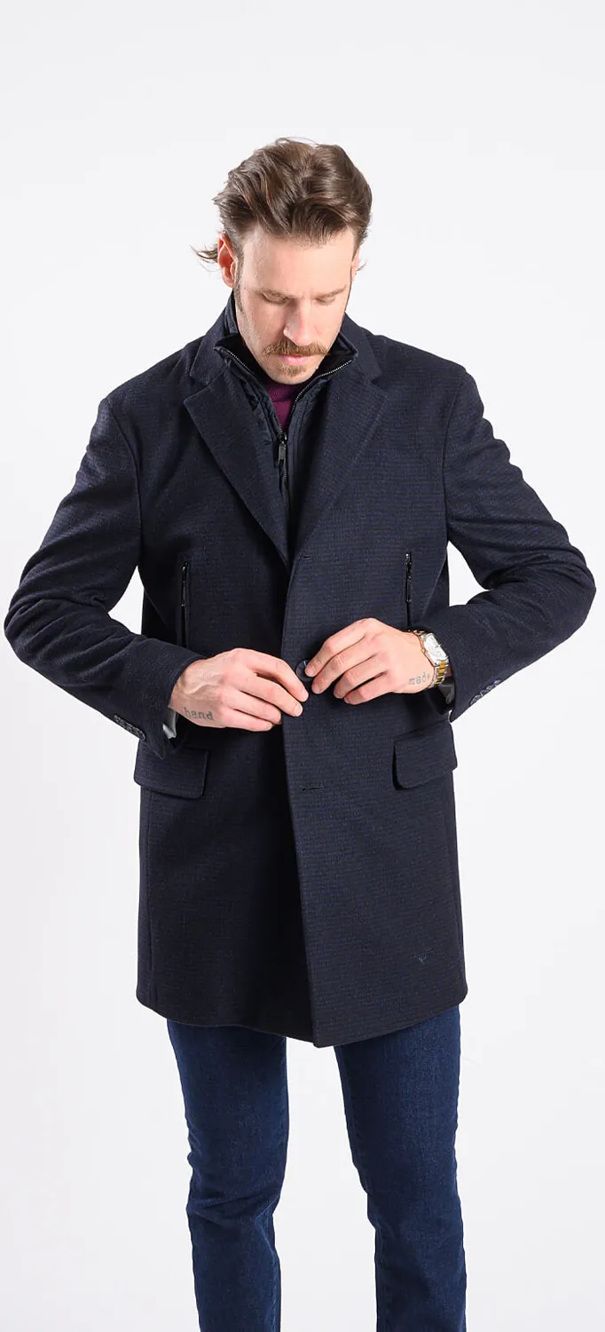 Alain Delon cappotto lana nero-blu taglia 58