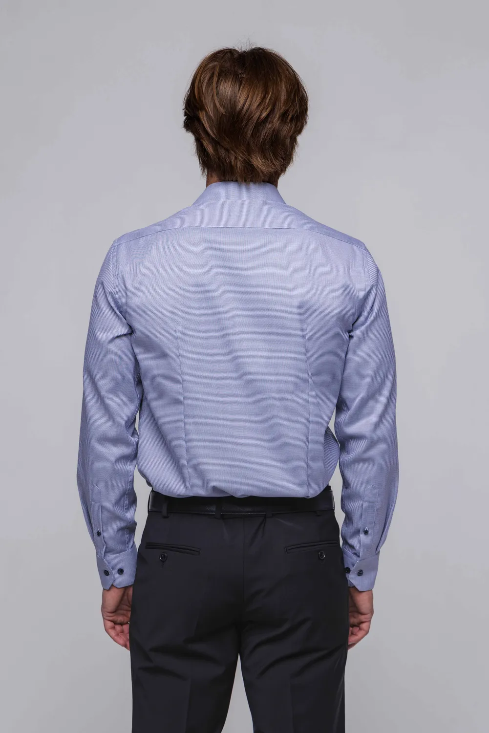 Alain Delon camicia extra slim blu-bianca micro fantasia