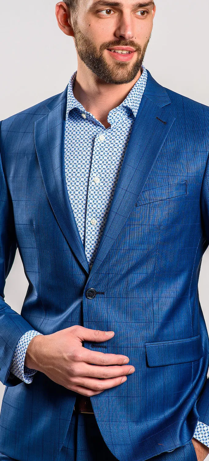 Alain Delon abito blu a quadri slim fit taglia 27