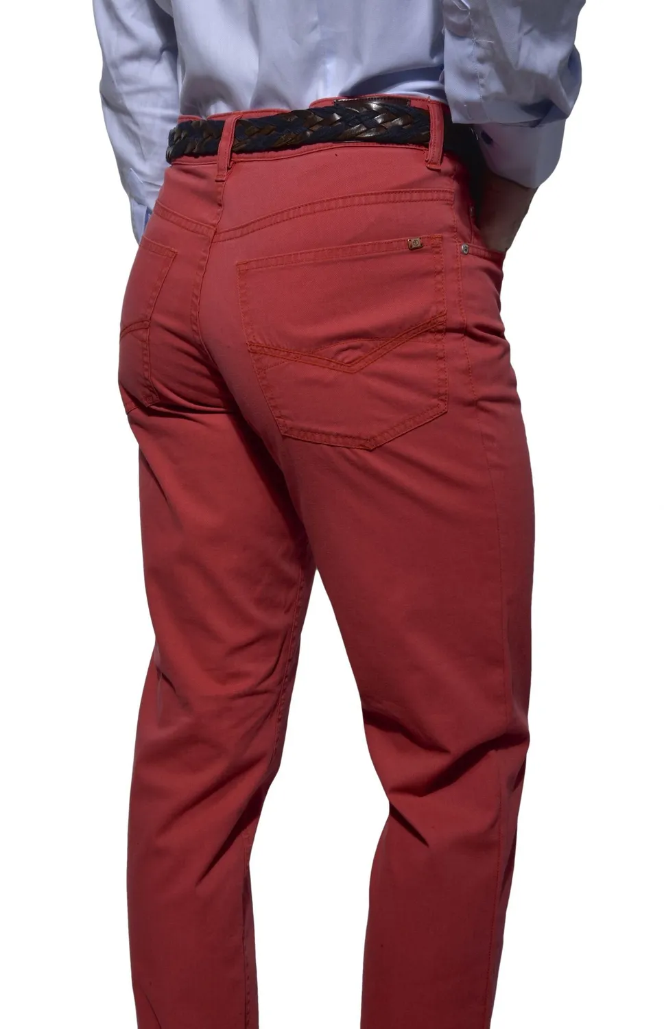 Alain Delon pantaloni slim fragola cotone elasticizzato