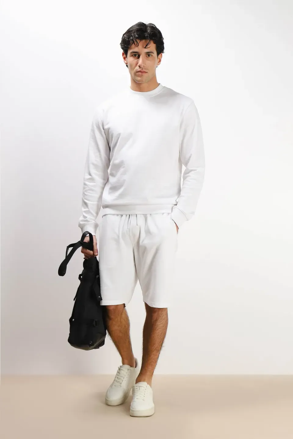 Sonny Bono Bermuda Felpa Basic Bianco in Cotone