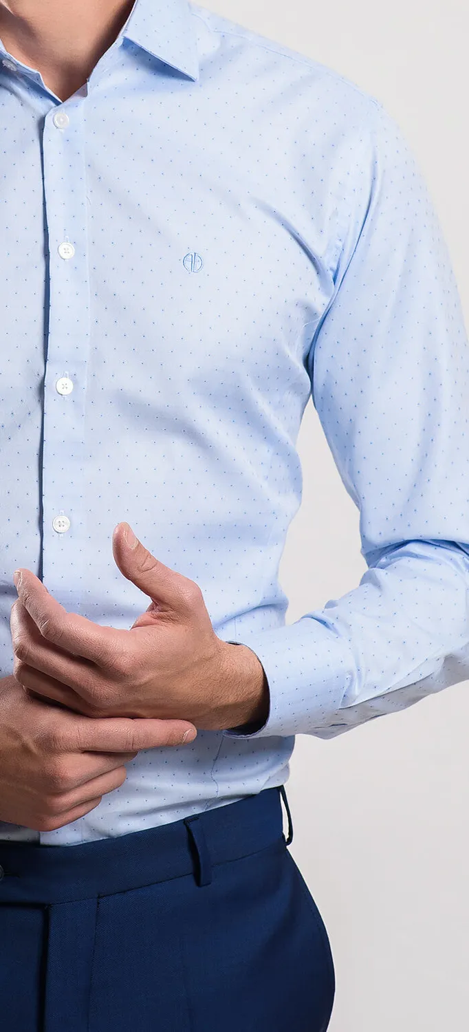 Alain Delon camicia azzurra extra slim pois