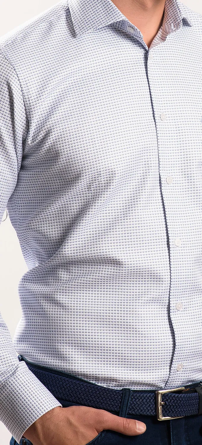 Alain Delon camicia classic bianca fantasia blu cotone