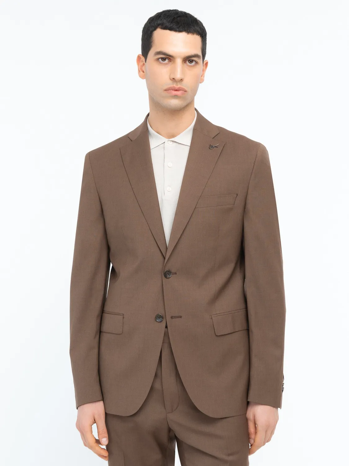 Paoloni Abito Fresco Lana Marrone Slim
