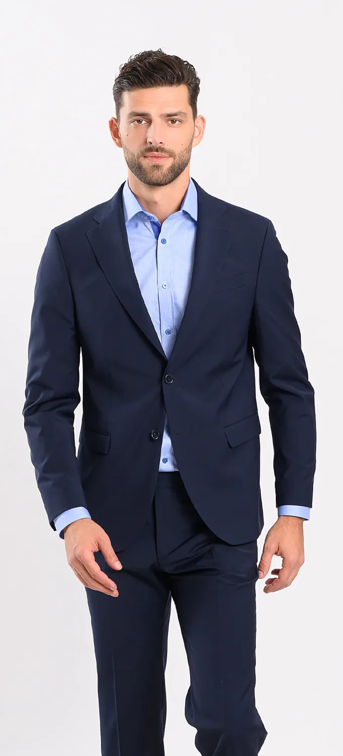 Alain Delon Basic pantaloni abito blu navy misto lana