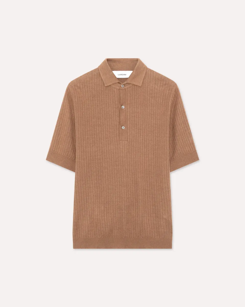Lardini polo marrone lino cotone manica corta