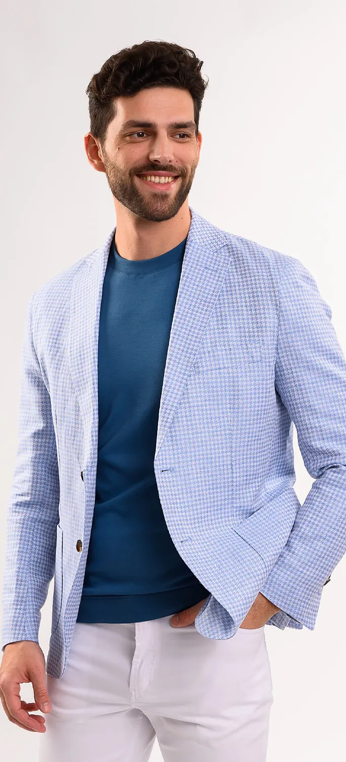 Alain Delon giacca estiva azzurra pied-de-poule
