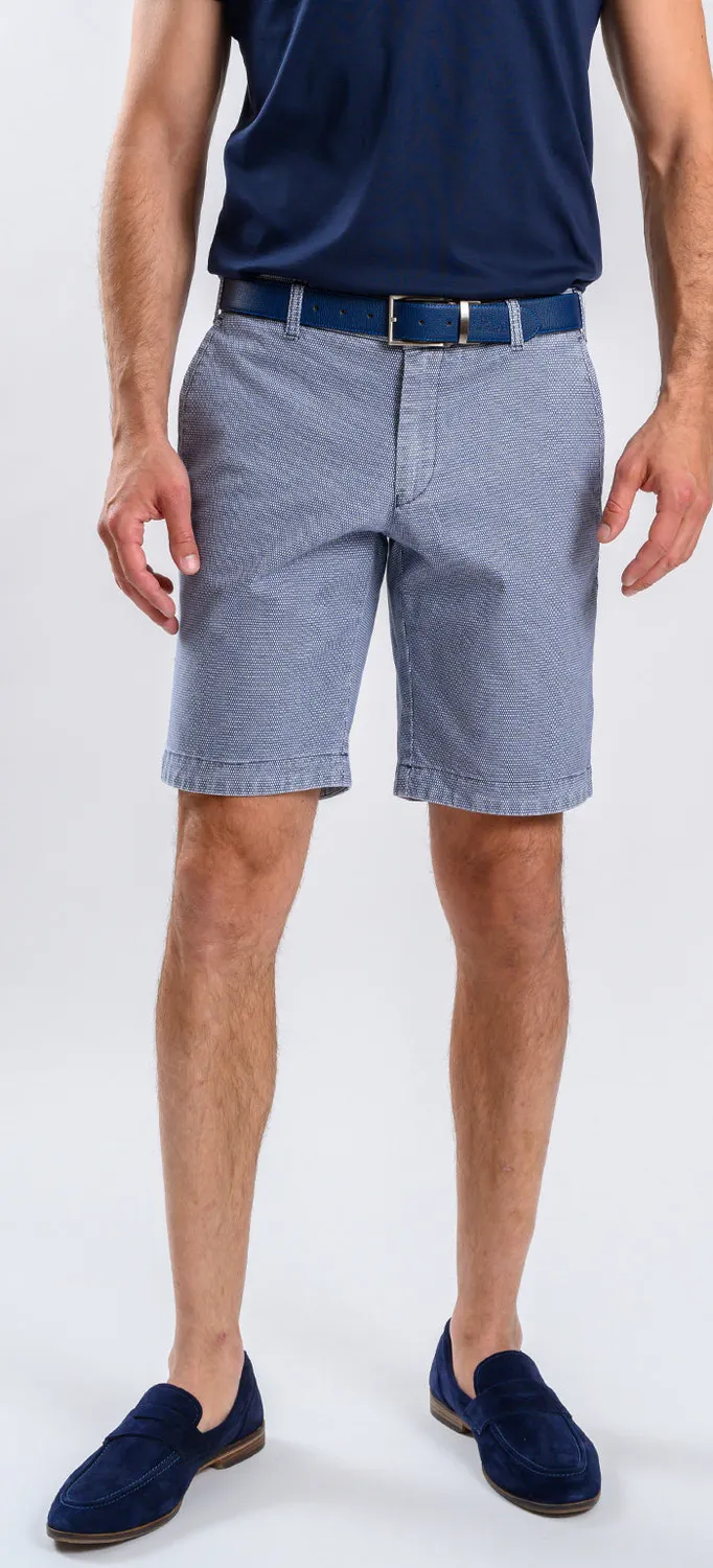 Alain Delon shorts blu microfantasia slim cotone elasticizzato