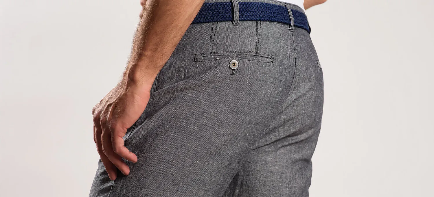 Alain Delon pantaloni chino lino grigio slim fit