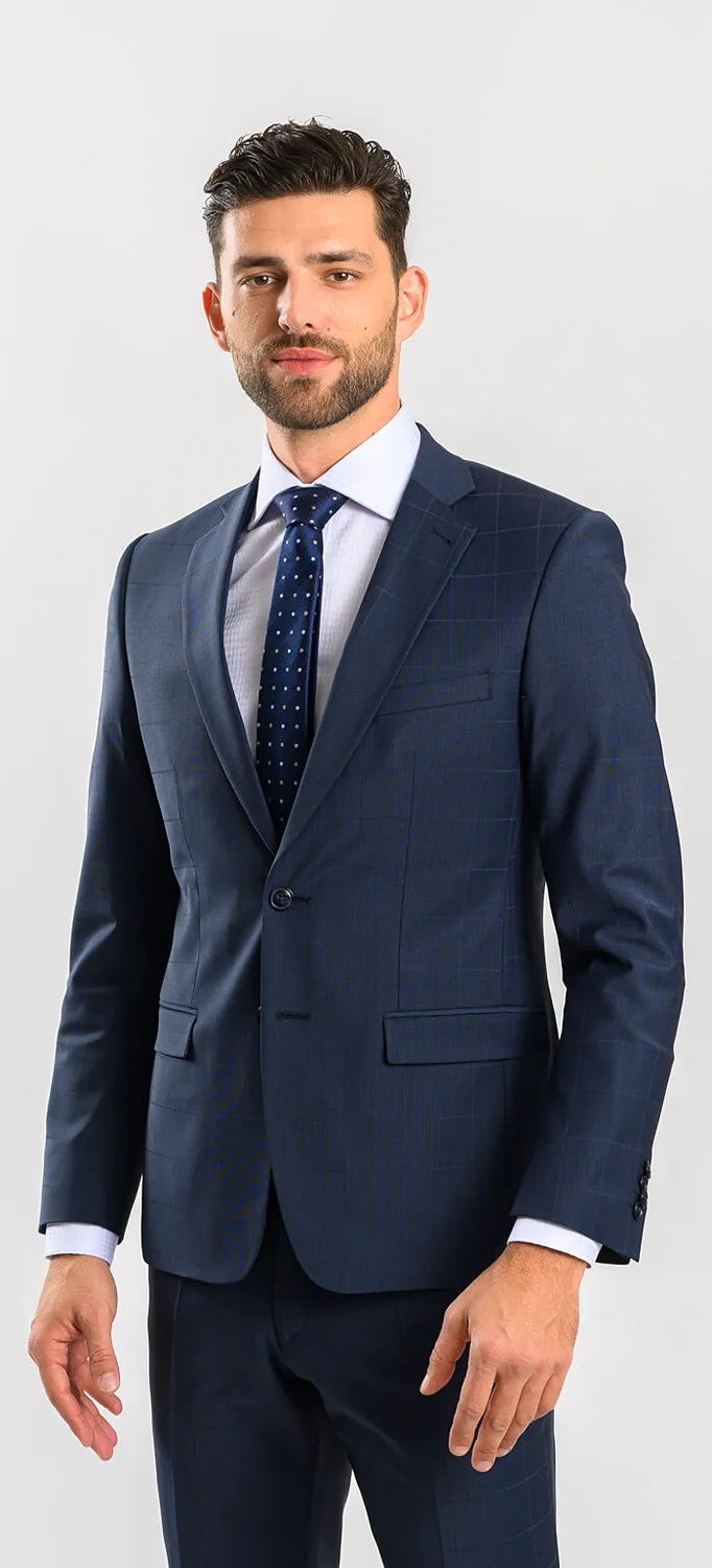 Alain Delon Abito Slim Fit Blu Quadri elasticizzato