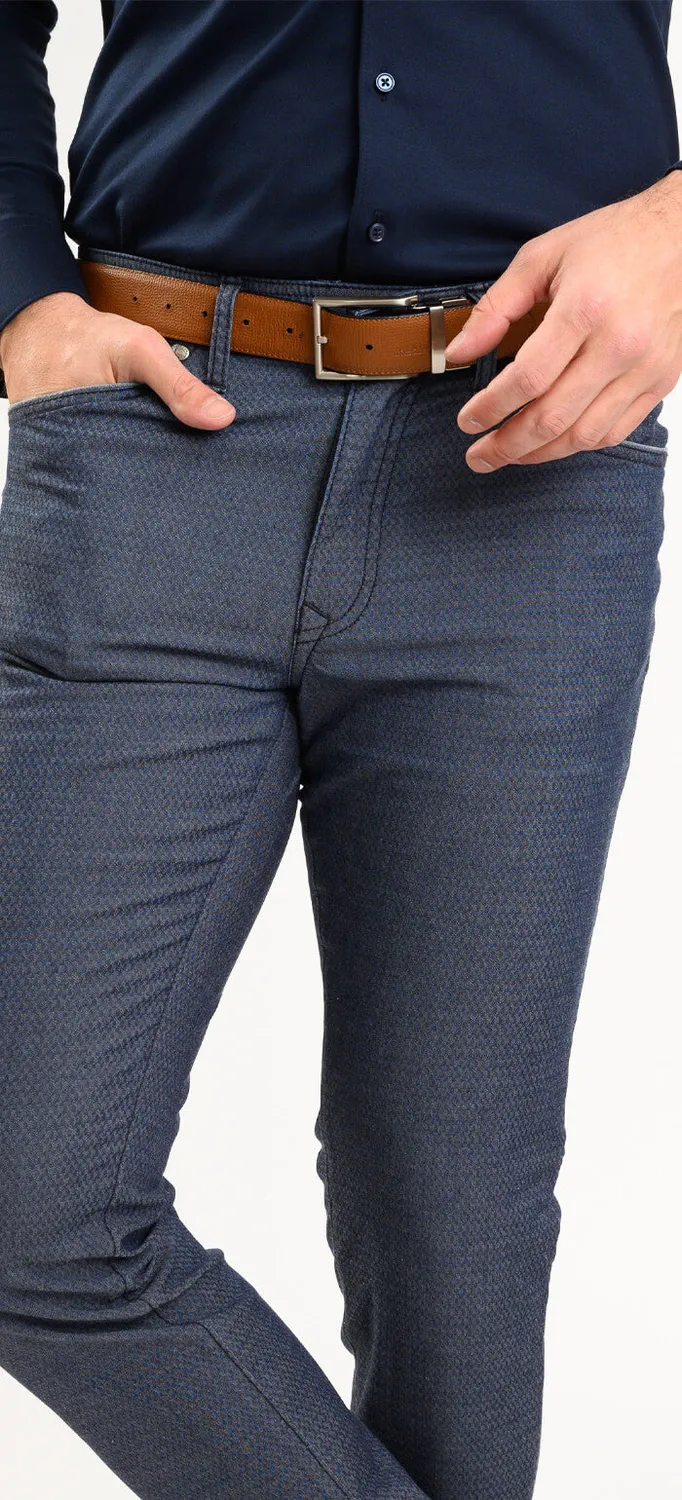 Alain Delon pantaloni grigio-blu fantasia slim fit