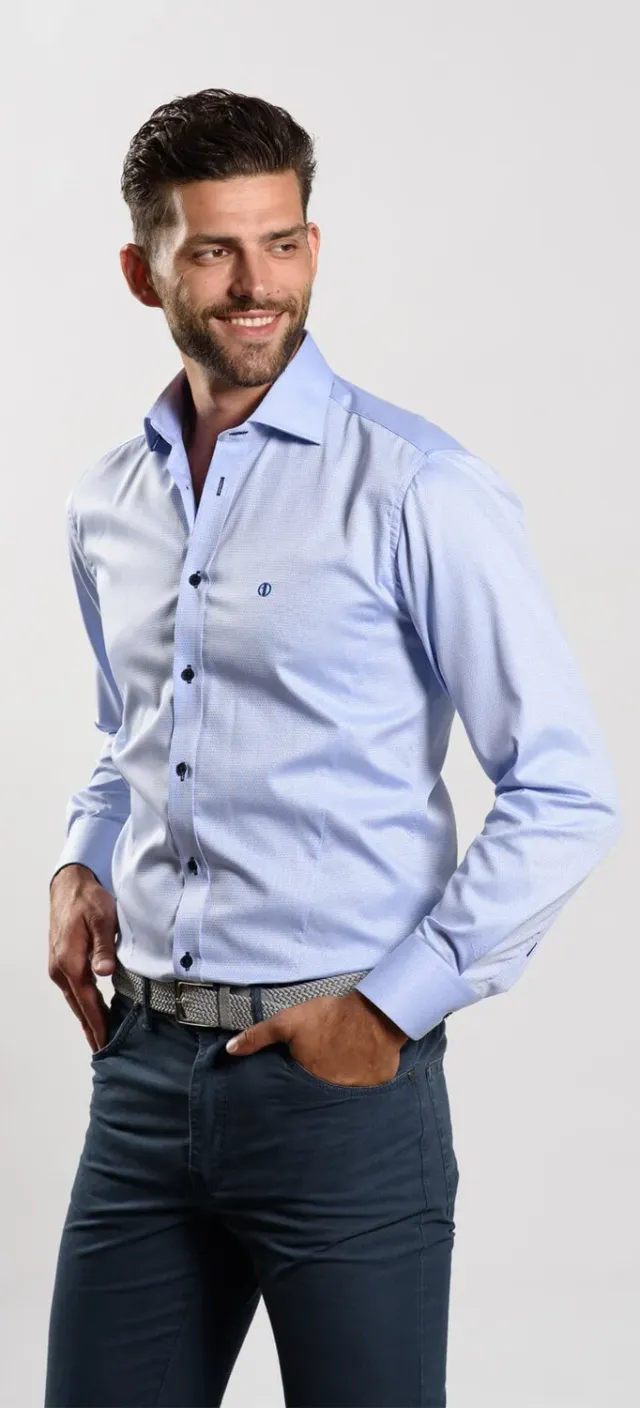 Alain Delon camicia Extra Slim Fit blu lavoro cotone 44