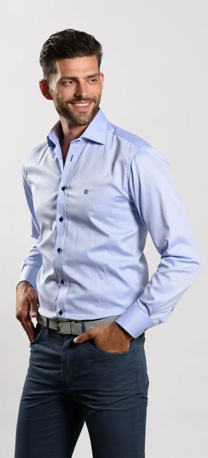 Alain Delon camicia Extra Slim Fit blu lavoro cotone 44