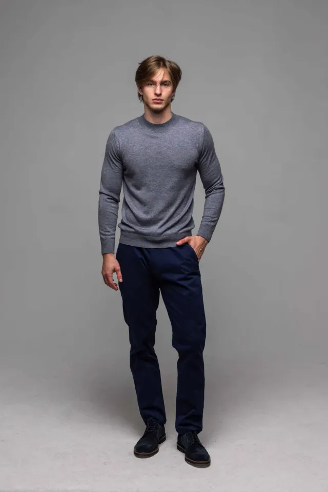 Alain Delon chinos pantalone blu cotone elasticizzato slim