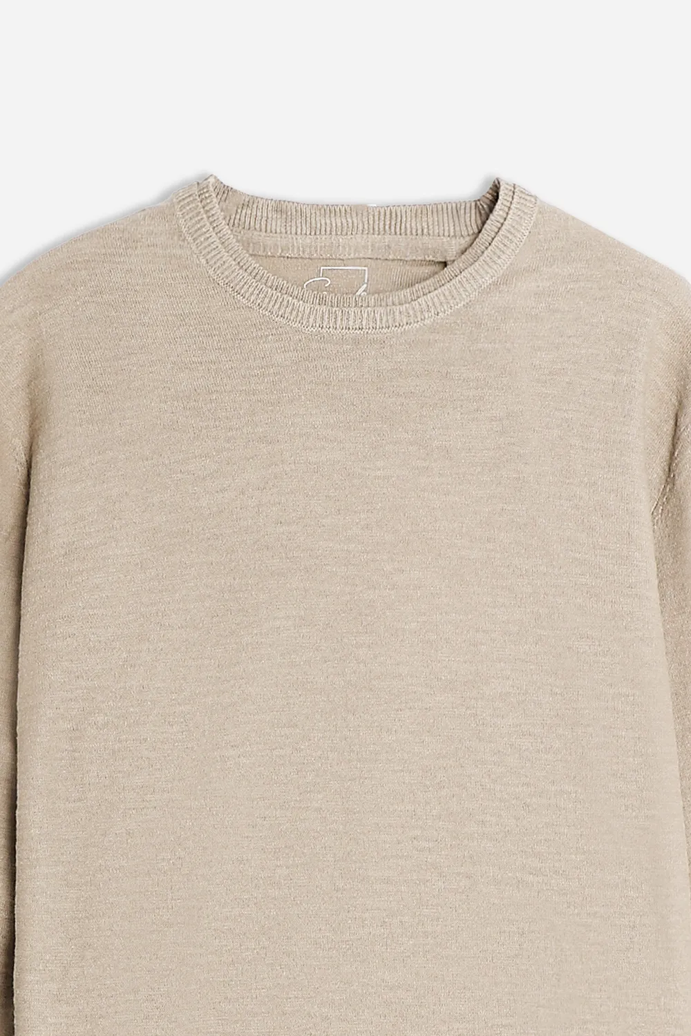 Sonny Bono Slub Girocollo Maglia Beige Effetto Slub