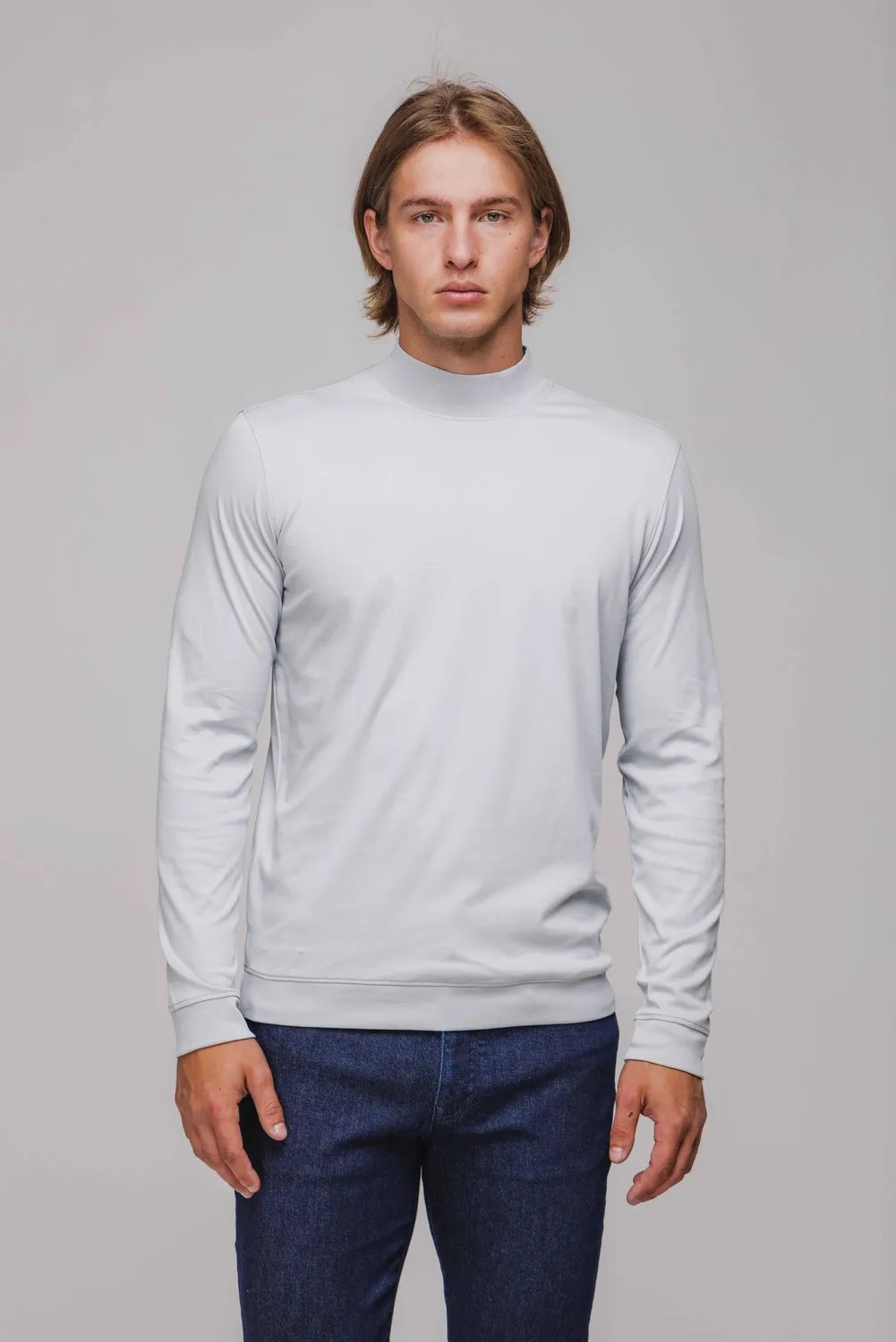 Alain Delon lupetto uomo grigio cotone slim fit