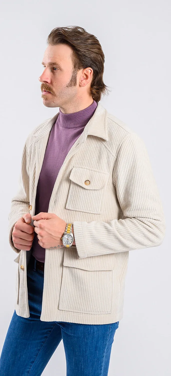 Alain Delon sovracamicia beige velluto coste