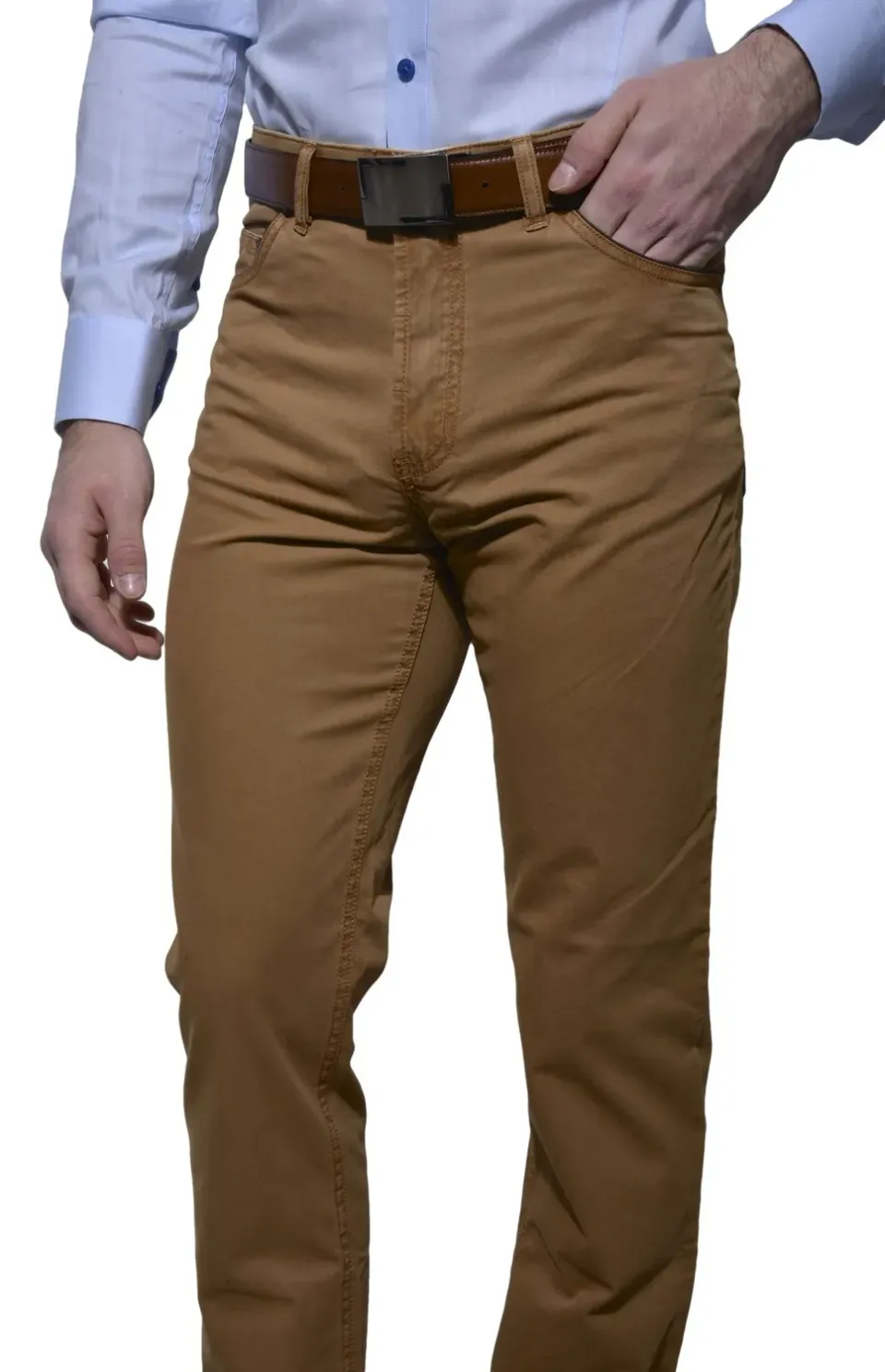 Alain Delon Casual pantaloni marroni Slim Fit cotone