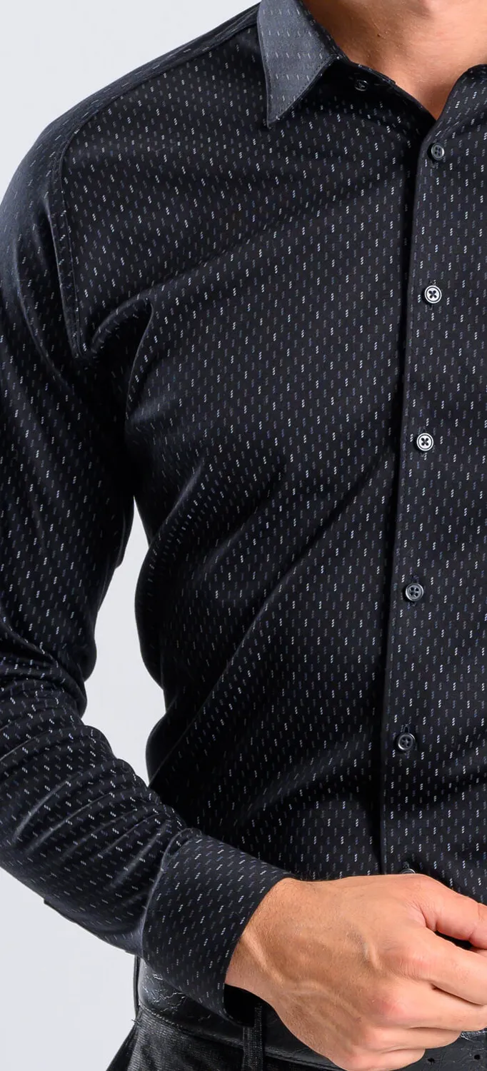 Alain Delon Extra Slim Fit camicia nera fantasia